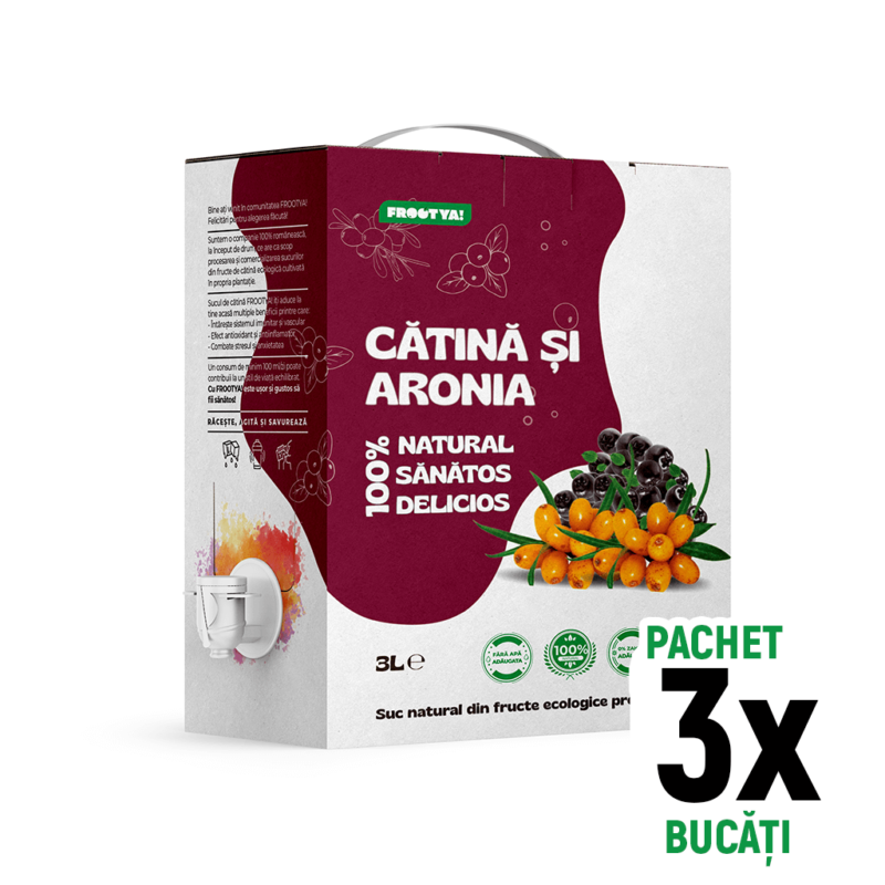 Pachet promo 3 cutii suc 100% natural catina & aronia de 3L