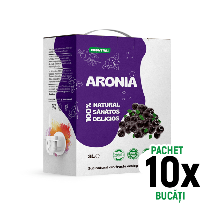 Imagine produs pachet PROMO 10 cutii suc 100% natural ARONIA de la Frootya