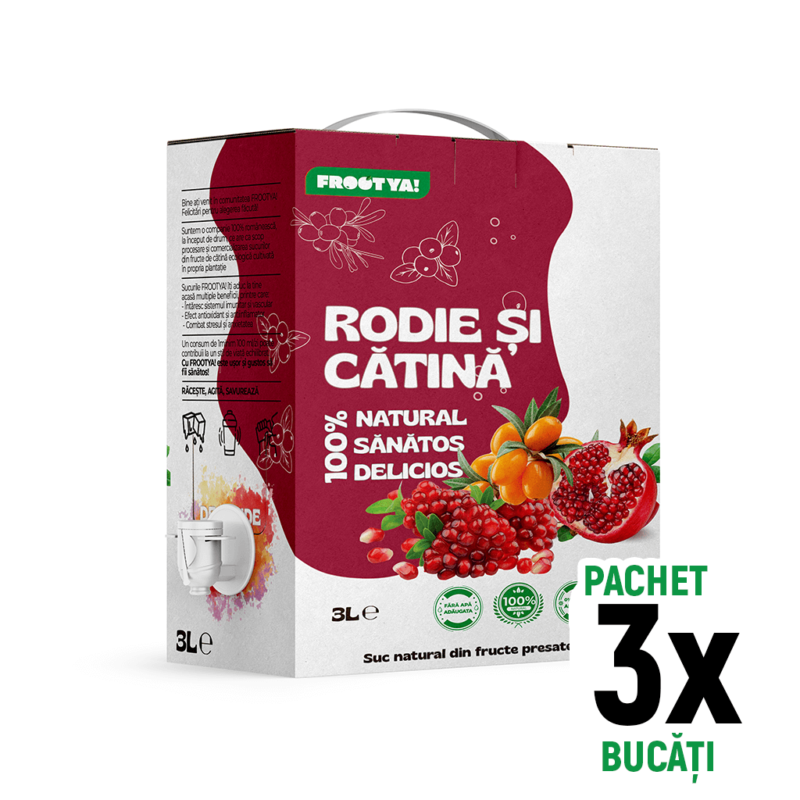 Imagine promotie pachet 3 cutii suc 100% natural rodie & catina 3L